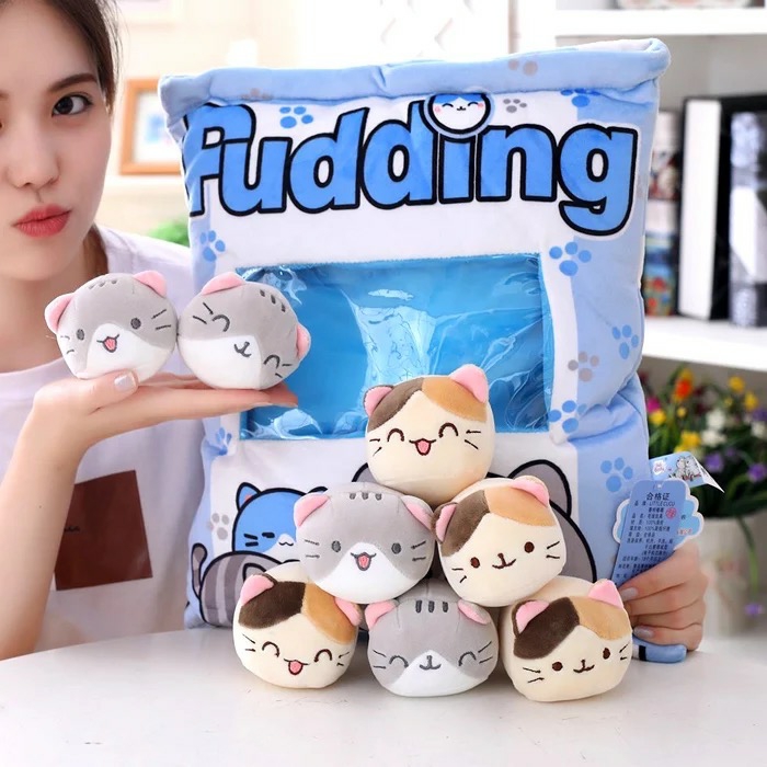 A Bag Of Kawaii Neko Cat Pudding Dolls  |  Cute Stuffed Animals