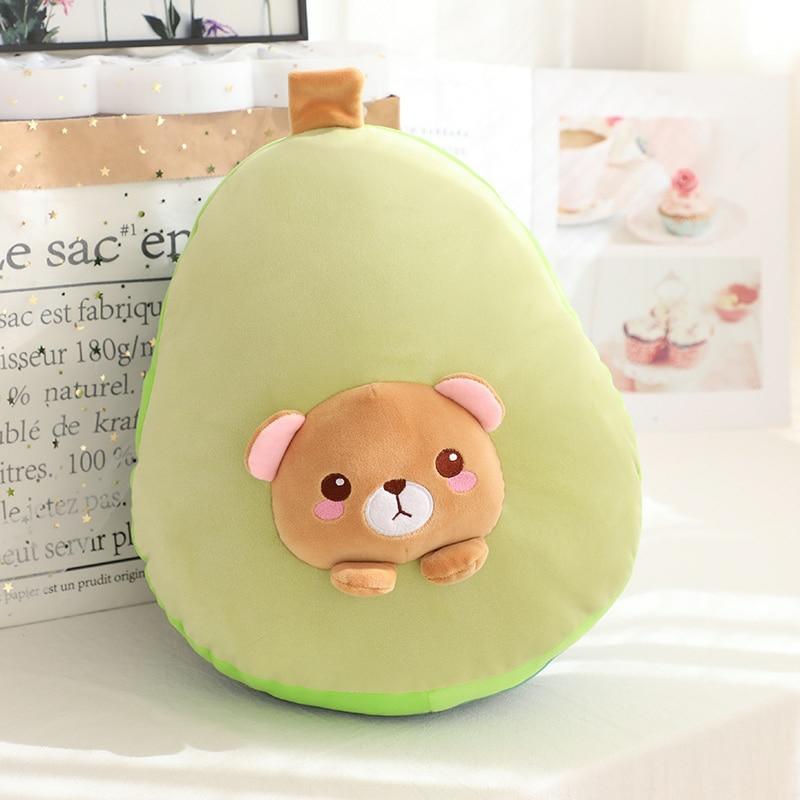 Kawaii Avocado Stuffed Bear Plush Pillow  |  Fruit