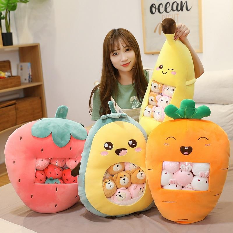 Kawaii Bag Of Fruit Stuffed Plush Dolls – Limited Edition  |  Cute Stuffed Animals