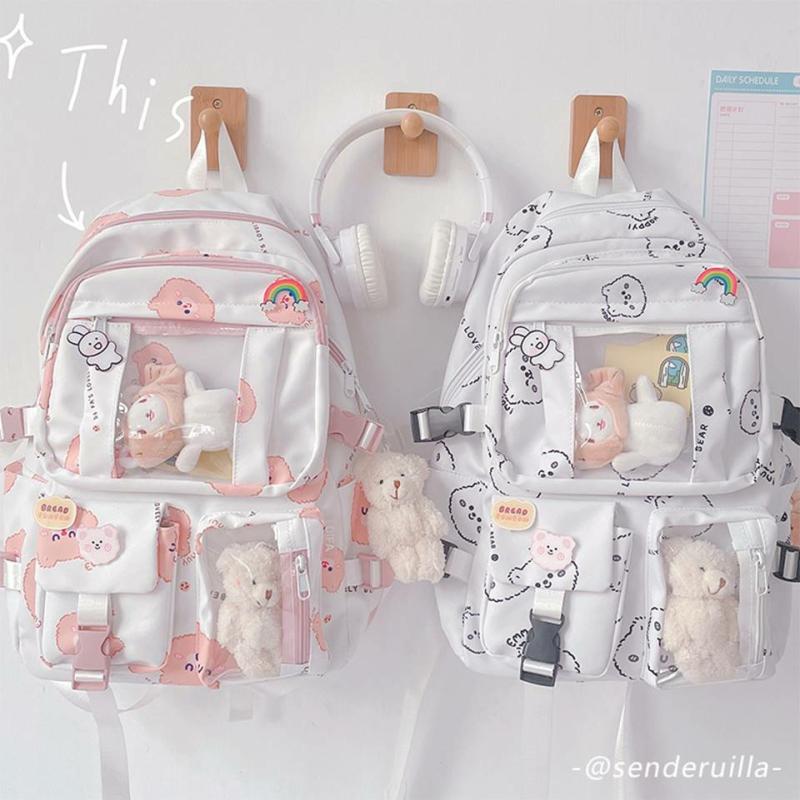 Kawaii Bear Harajuku Canvas Backpack – Limited Edition  |  Bags