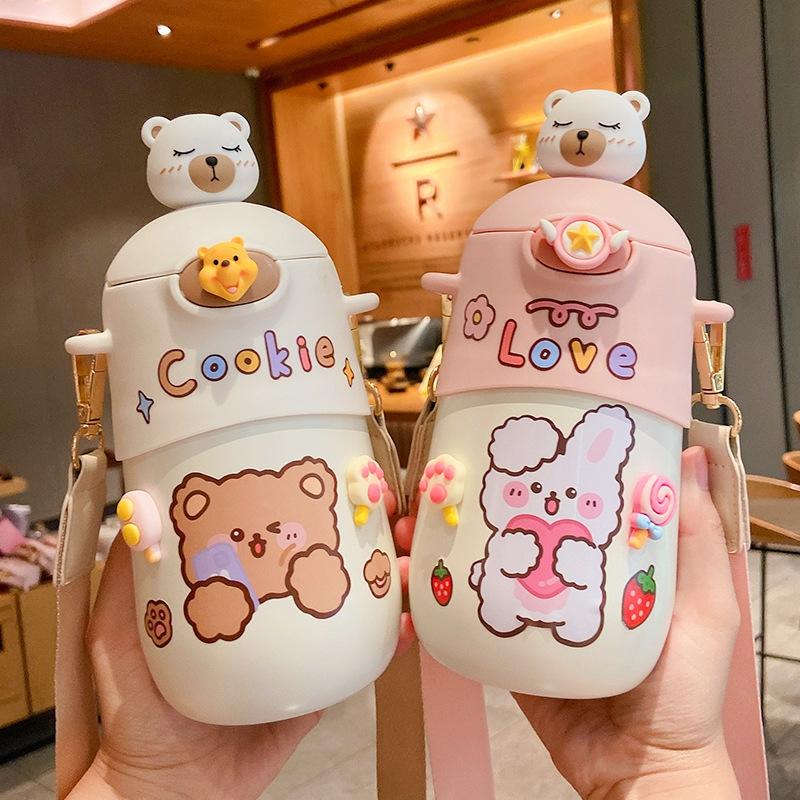 Kawaii Bear Sticker Thermal Flask (500Ml) – Limited Edition  |  Bottles