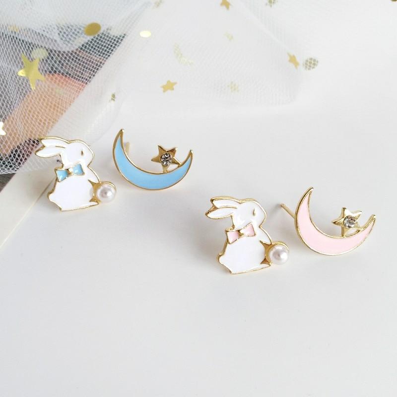 Kawaii Bunny Moon Fashion Stud Earrings  |  Earrings