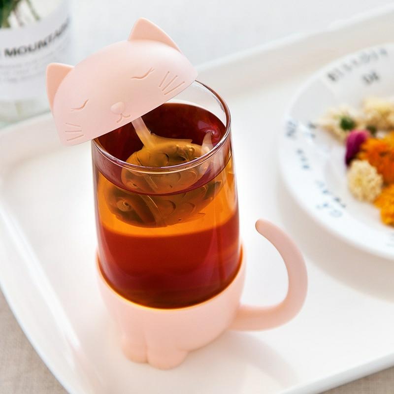 Kawaii Cat Glass Tea Mug – Limited Edition  |  Bottles