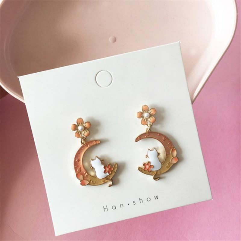 Kawaii Cat Moon Sakura Earrings – Limited Edition  |  Earrings