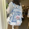 Kawaii College Style Canvas Grid Backpack – Limited Edition  |  Bags