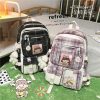 Kawaii College Style Canvas Grid Backpack – Limited Edition  |  Bags