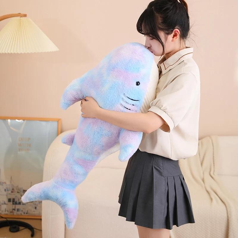 Kawaii Cotton Candy Rainbow Shark Plush Xl (80Cm)  |  Cute Stuffed Animals