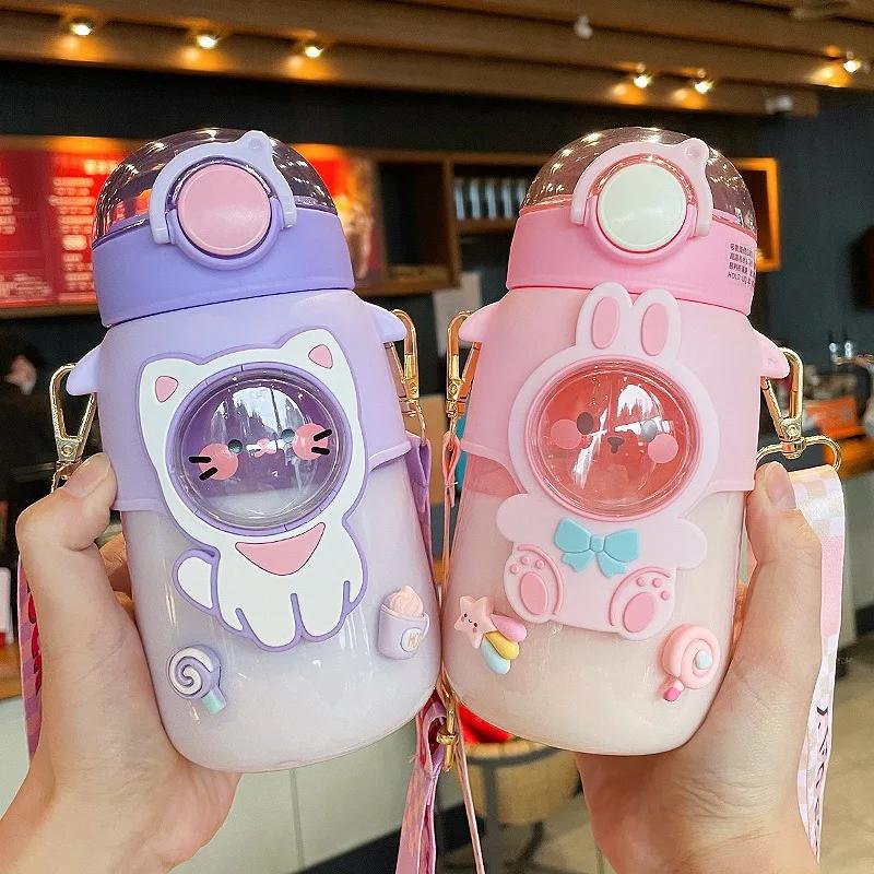 Kawaii Cute Animal Pastel Straw Bottle (700Ml) – Limited Edition  |  Bottles