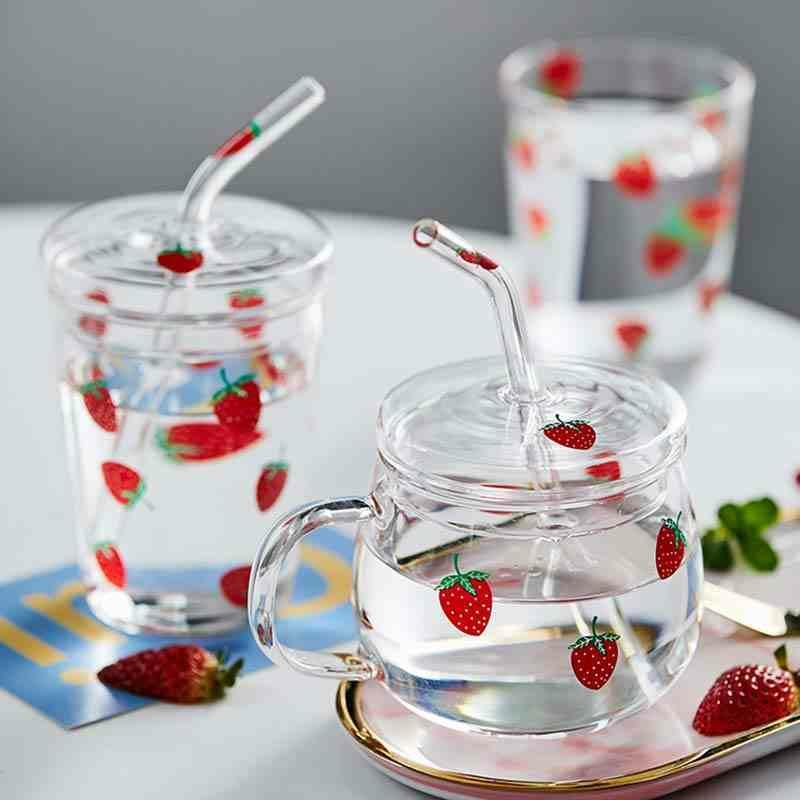 Kawaii Glass Strawberry Juice Cup – Limited Edition  |  Bottles