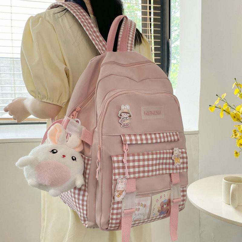 Kawaii Japanese Style Plaid Canvas Backpack – Limited Edition  |  Bags