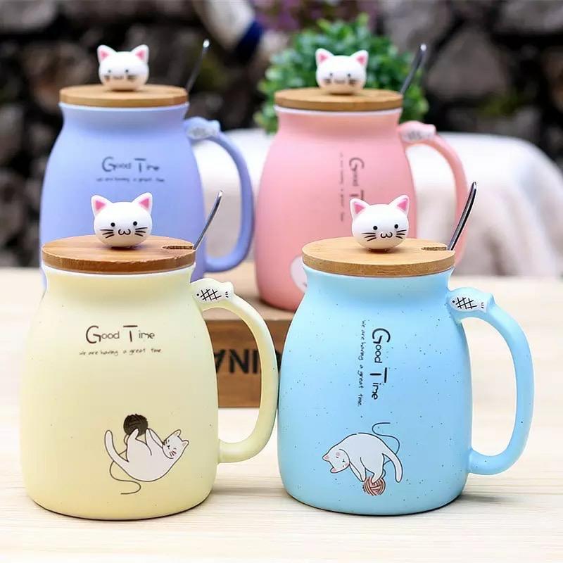 Kawaii Kitty Cat Ceramic Mug – Limited Edition  |  Bottles