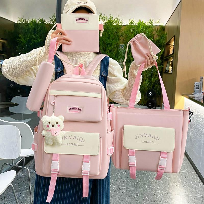 Kawaii Korea Pastel Harajuku Backpack Set (5Pcs)  |  Bags