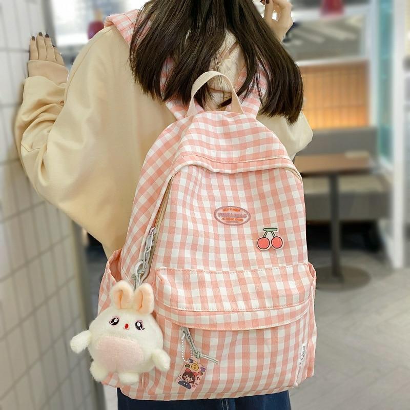 Kawaii Korea Style Lattice Harajuku Backpack  |  Bags