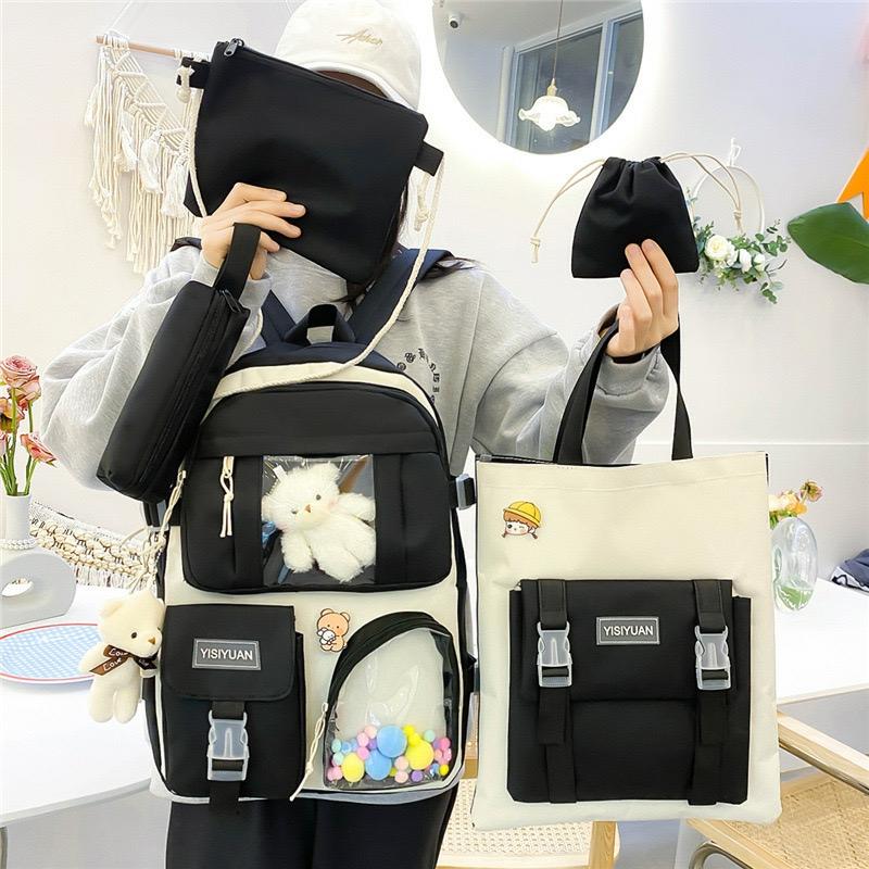 Kawaii Korea Style Student Backpack Set (5Pcs) – Limited Edition  |  Bags