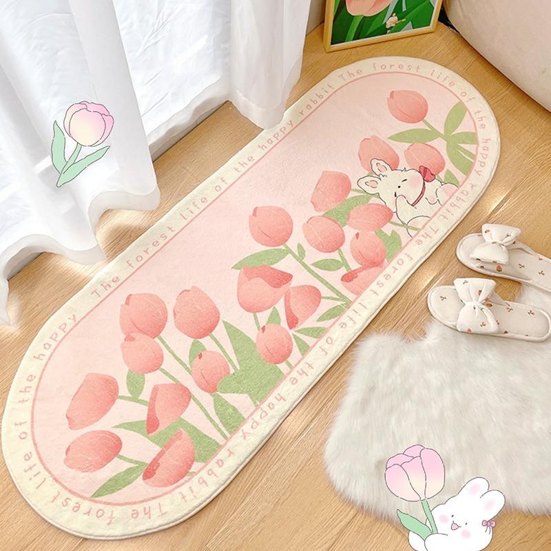 Kawaii Korean Tulip Bedroom Carpet Mat – Limited Edition  |  Mats