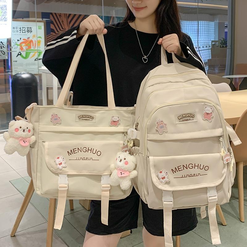 Kawaii Large Capacity College Fashion Backpack Set (2Pcs)  |  Bags