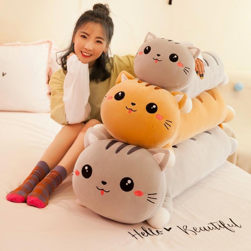 Kawaii Long Happy Cat Pillow Plush Xl (90Cm)  |  Giant Stuffed Animals