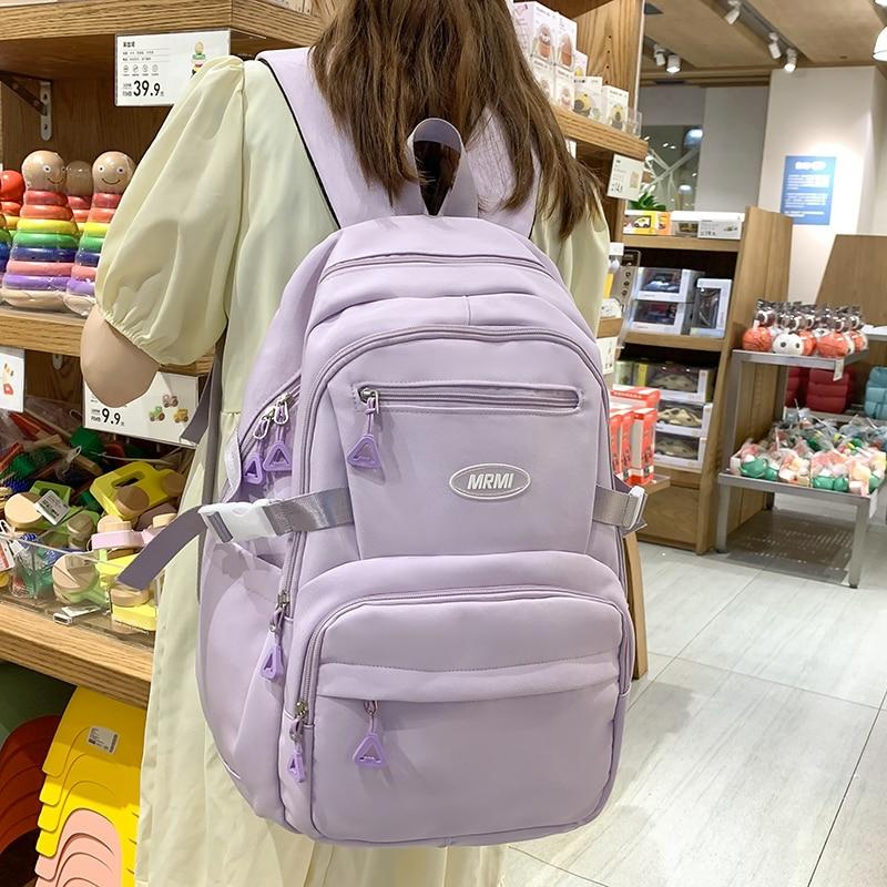 Kawaii Multipocket Solid Pastel Korea Style Backpack  |  Bags