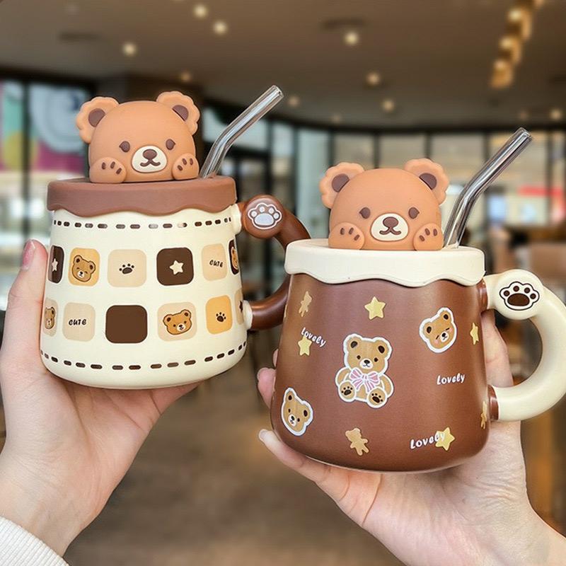 Kawaii Pastel Bear Cute Ceramic Cup (450Ml) – Limited Edition  |  Bottles