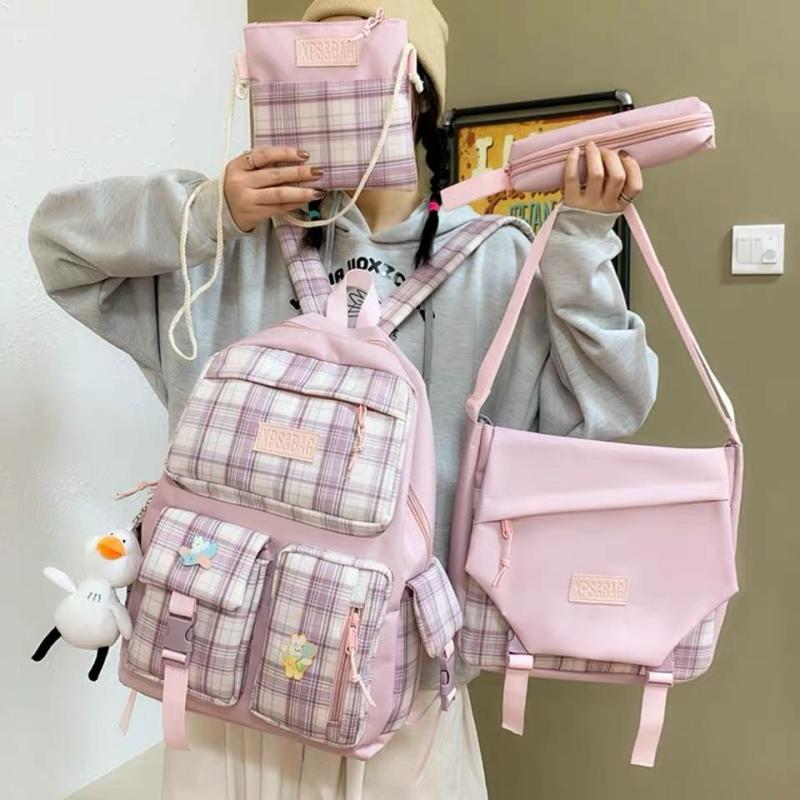 Kawaii Pastel Canvas Harajuku Backpack Set (4Pcs)  |  Bags