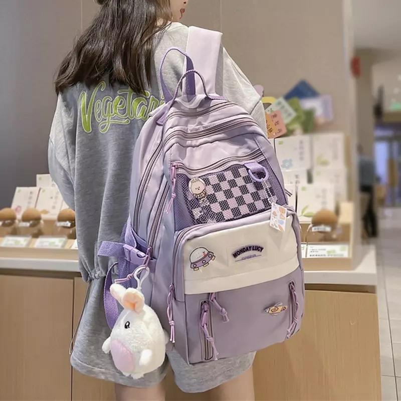 Kawaii Pastel Canvas Large Capacity Multipocket Backpack  |  Bags