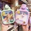 Kawaii Pastel Transparent Square Straw Bottle (700Ml)  |  Bottles