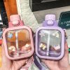 Kawaii Pastel Transparent Square Straw Bottle (700Ml)  |  Bottles