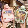 Kawaii Pastel Transparent Square Straw Bottle (700Ml)  |  Bottles