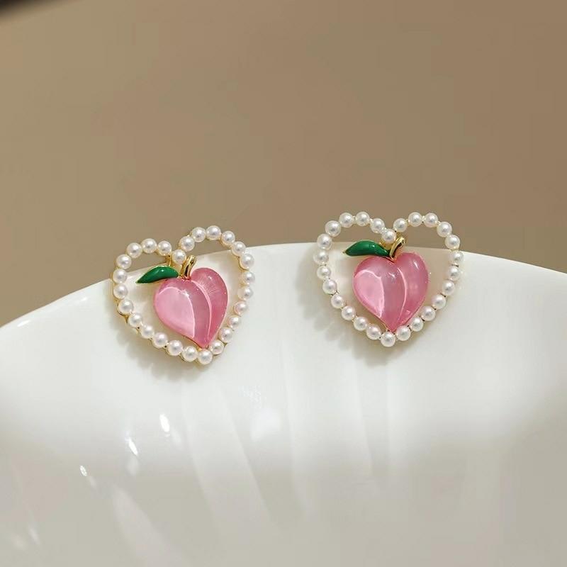 Kawaii Peach Hearts Harajuku Earrings – Limited Edition  |  Earrings