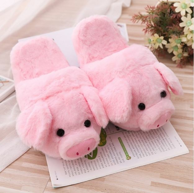 Kawaii Pink Piglet Fluffy Slippers  |  Slippers