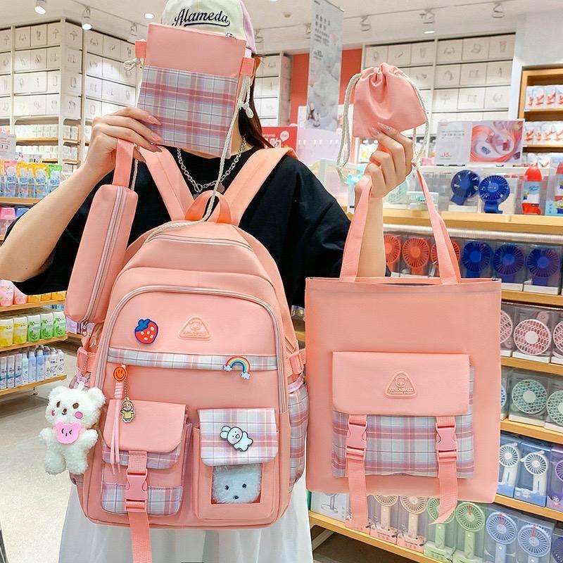 Kawaii Preppy Style Harajuku Backpack Set – Limited Edition  |  Bags