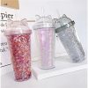 Kawaii Sequined Double Wall Cat Ears Bottle  |  Bottles