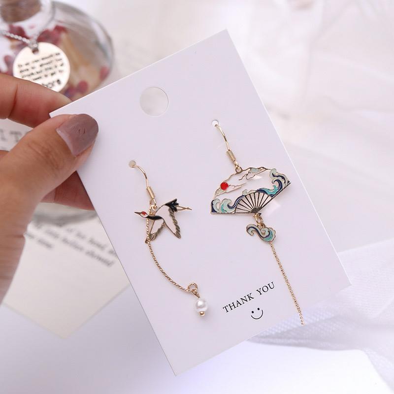 Kawaii Sparrow Fan Ocean Waves Earrings – Limited Edition  |  Earrings