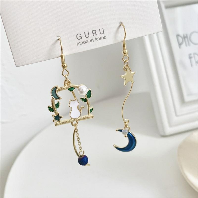 Kawaii Starry Moon Crescent Cat Earrings – Limited Edition  |  Earrings