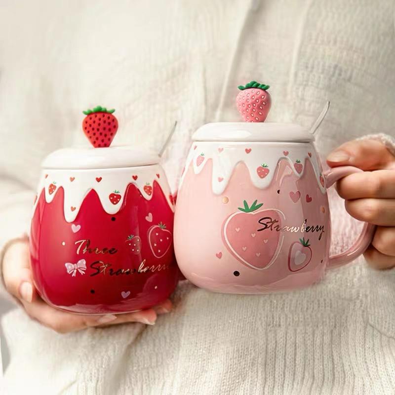 Kawaii Strawberry Ceramic Cup – Special Edition  |  Bottles