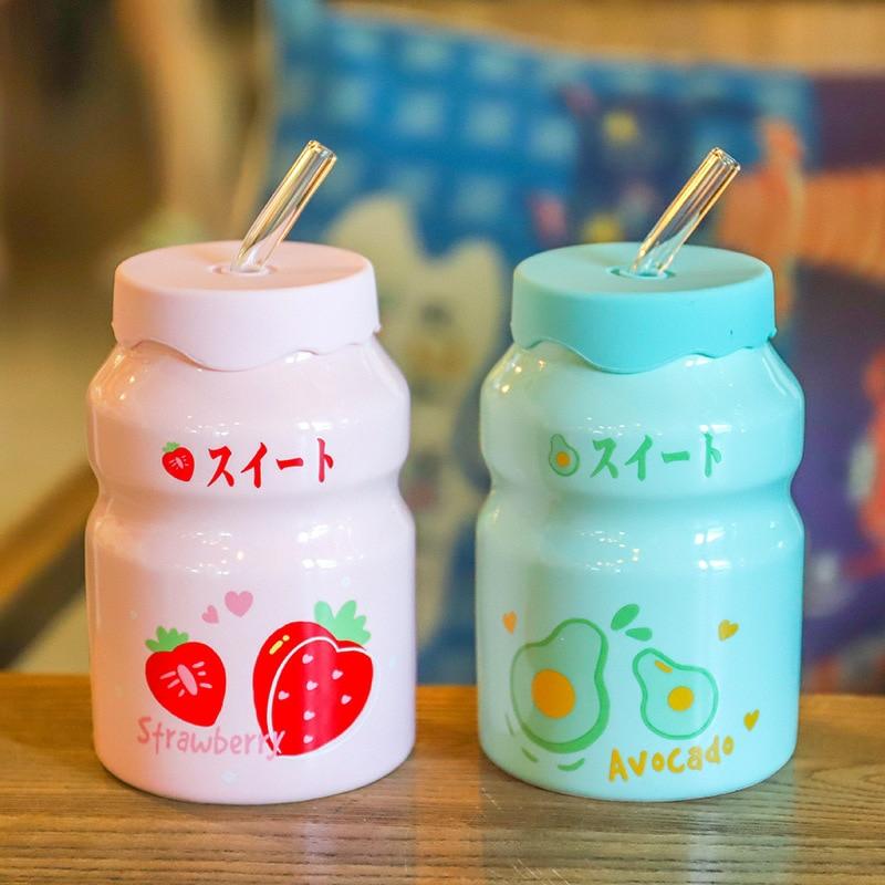 Kawaii Strawberry Peach Fruit Ceramic Cup  |  Bottles