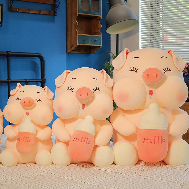 Kawaii Therapy Chubby Pig Milk Bottle Plush Xl (45Cm)  |  Giant Stuffed Animals