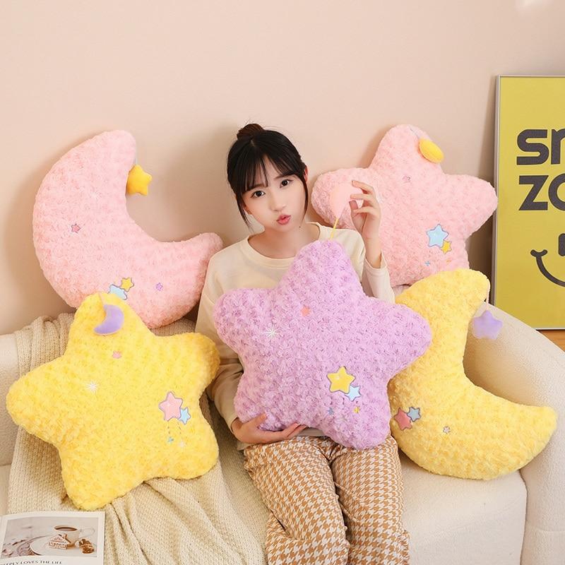 Kawaii Therapy Star Moon Soft Candy Pastel Pillow  |  Pillows