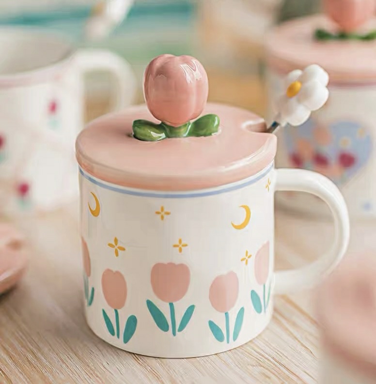 Kawaii Therapy Tulip Ceramic Cup (350Ml) – Limited Edition  |  Bottles