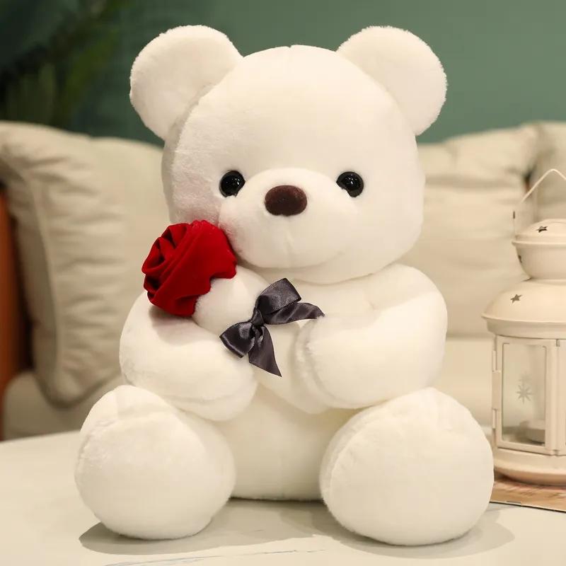 Valentines Day Teddy Bear With Rose Xl (45Cm)  |  Cute Stuffed Animals