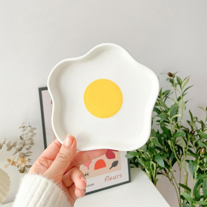 Kawaii Breakfast Egg Yolk Ceramic Plate Set  |  Bottles