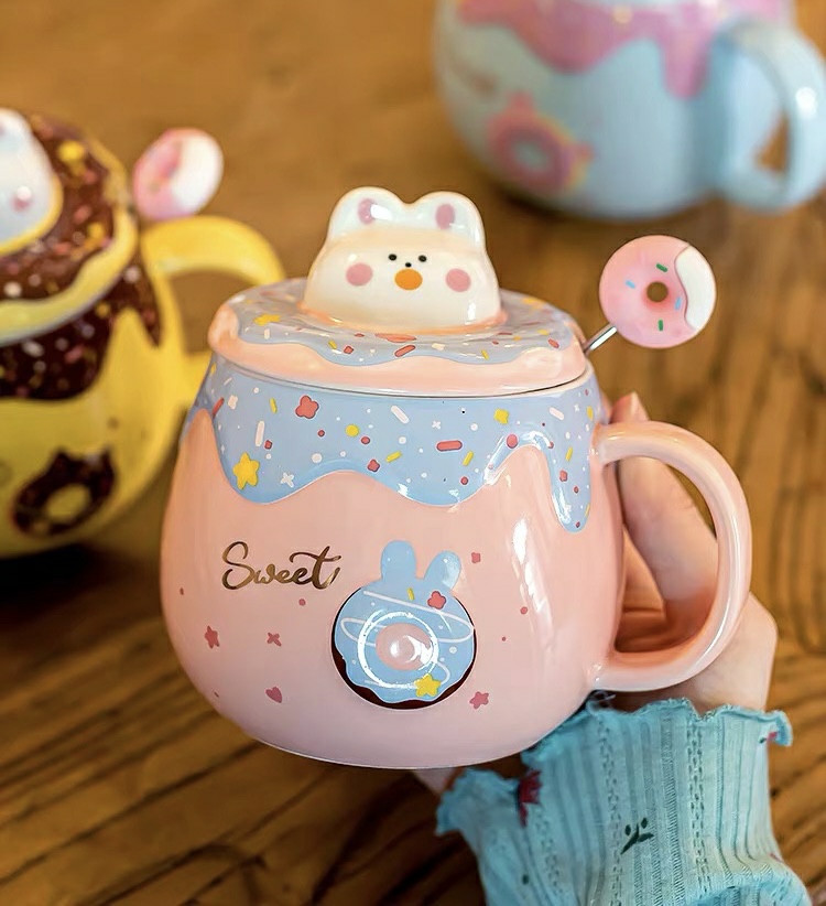 Kawaii Bunny Donut Ceramic Cup – Special Edition  |  Bottles