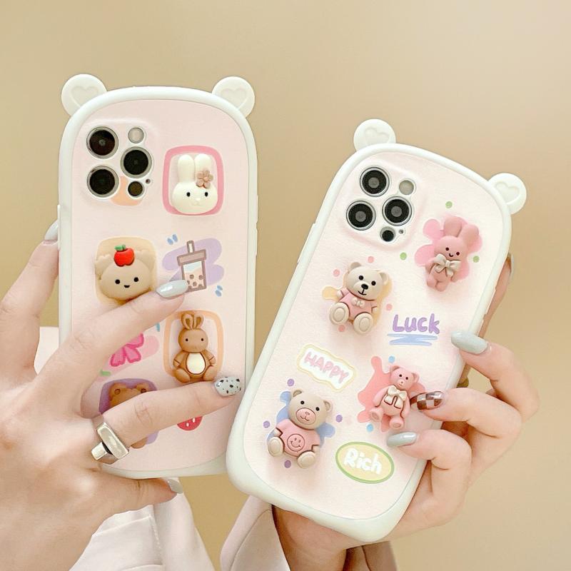 Kawaii Bear 3D Sticker Style Phone Case – Limited Edition  |  Phonecase