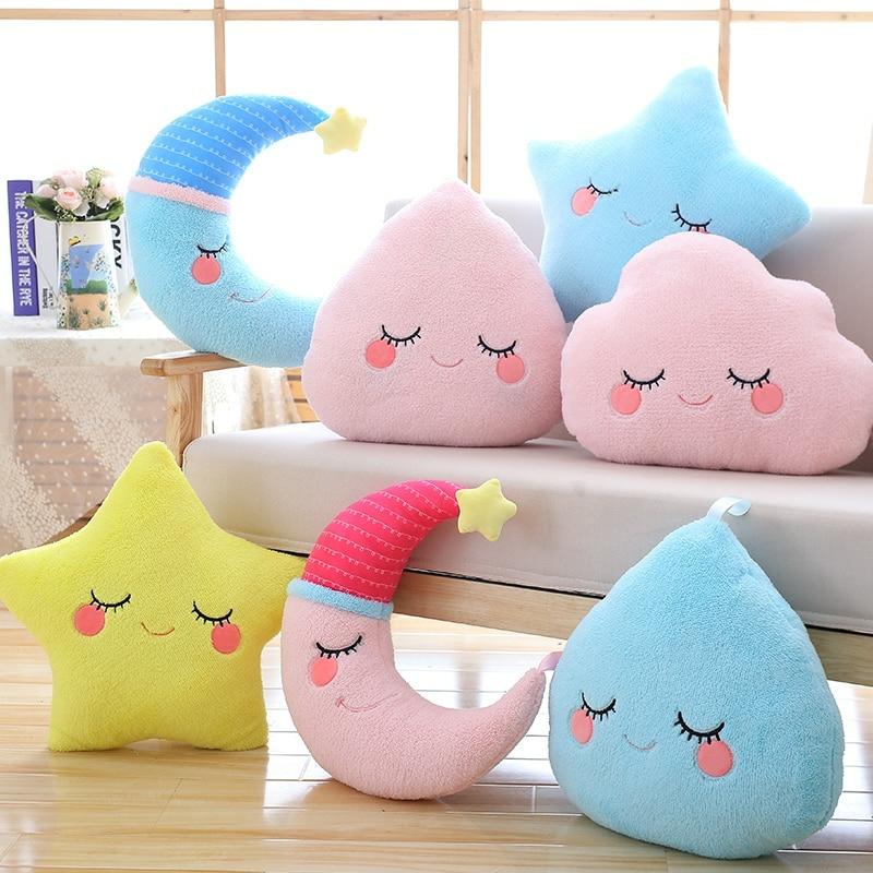 Kawaii Pastel Starry Cloud Moon Pillow Plush  |  Pillows