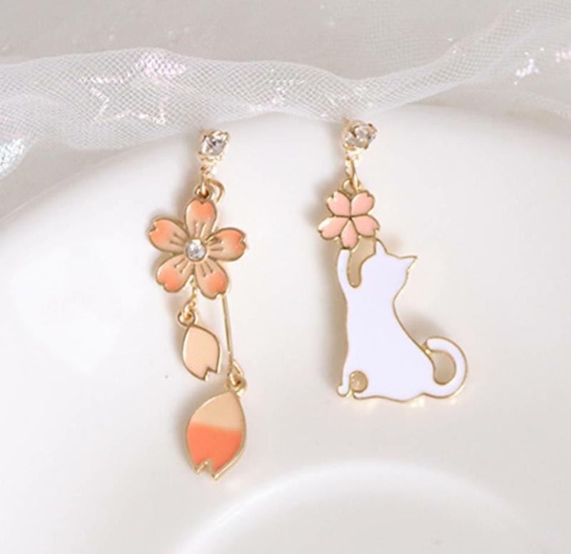 Kawaii Sakura Petal Cat Earrings – Limited Edition  |  Earrings